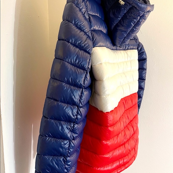 Mens Color Block Puffer Jacket Size Large Red White Blue - Picture 2 of 11